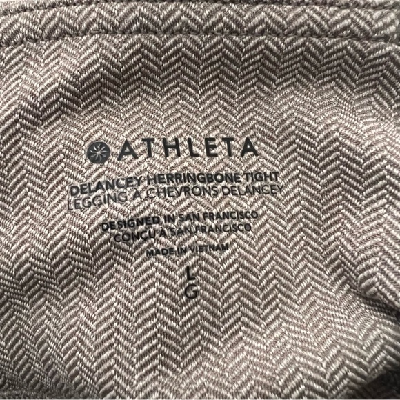 Athleta Delancey Herringbone Tight Tan High-Waisted Leggings size large - Picture 12 of 13